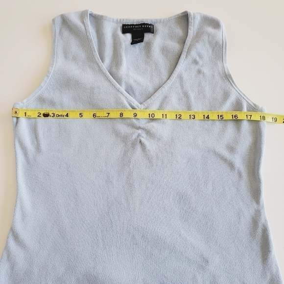 1057 * Geoffrey Beene V Neck Tank Baby Blue Size L Vintage - Picture 5 of 8